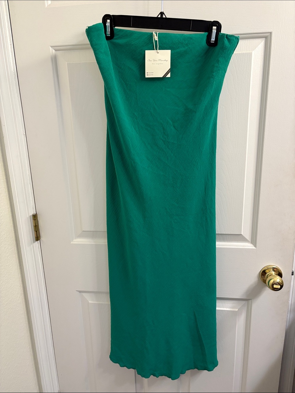 See You Monday Emerald Green Strapless Maxi Dress